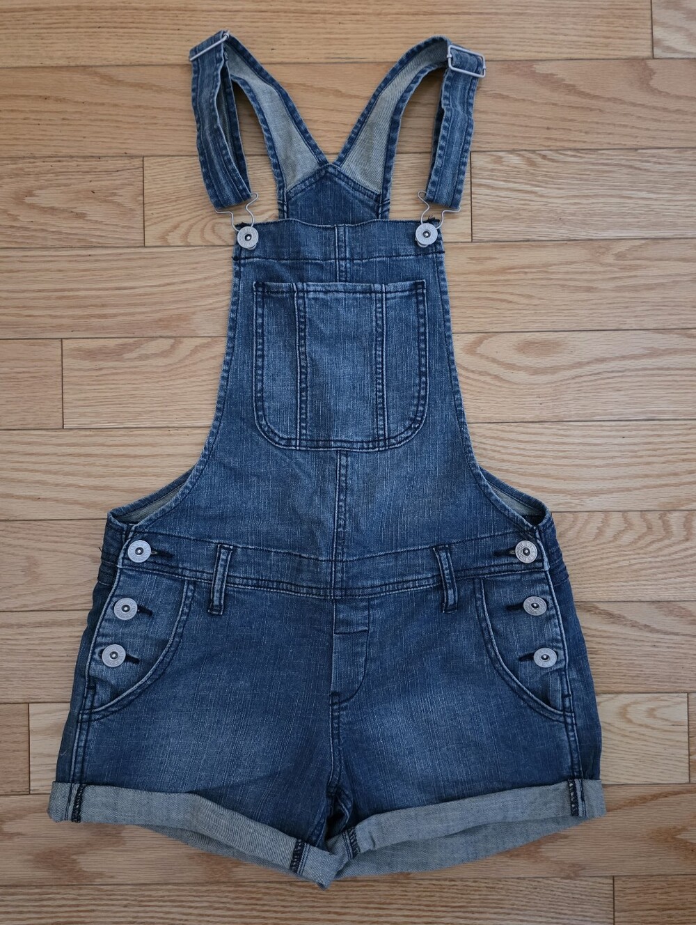 Guess Blue Denim Short Overalls, Small
